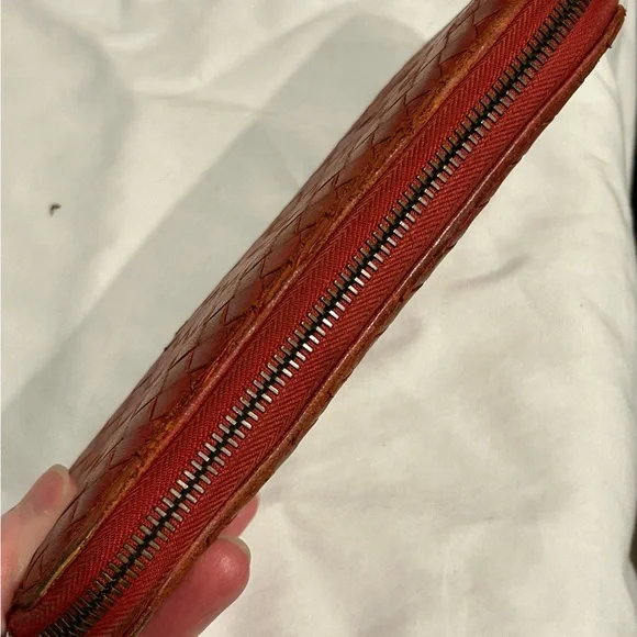 Bottega Veneta Red Woven Leather Clutch